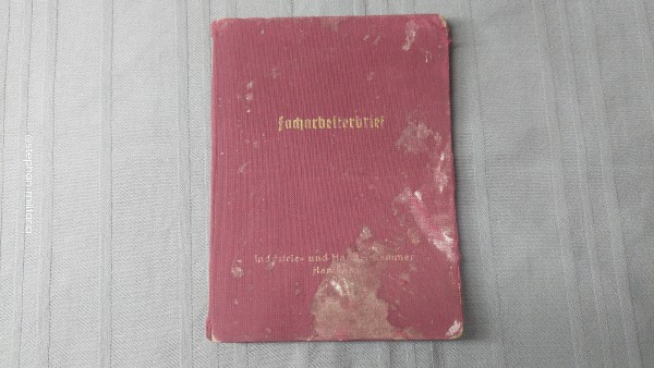 3.Reich Facharbeiterbrief Industrie- und Handelskammer Hamburg 1941