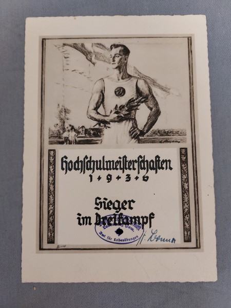 Weimar Ehrenurkunde dem Sieger im Dreikampf der Hochschulmeisterschaften 1936