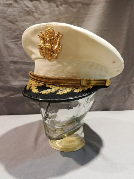 US Schirmmütze Army Offizier in weiß mit Schirmstickerei Größe 7 1/8 - 57 Original !!!