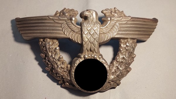 3.Reich Tschakoadler Polizei Adler für Offizier geprägt Alu