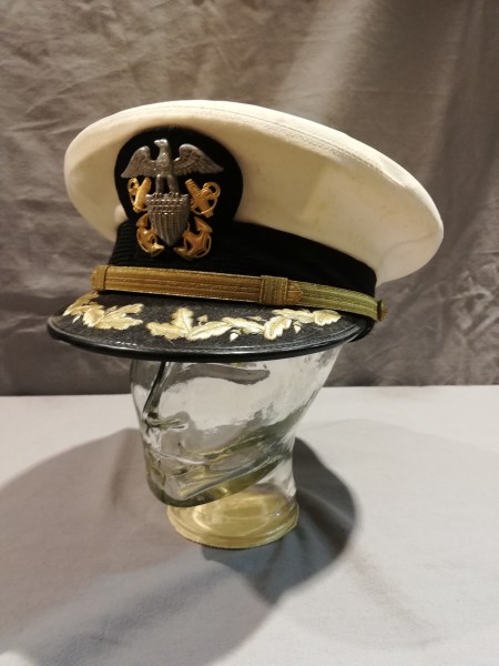 US Schirmmütze Navy Offizier in weiß mit Schirmstickerei Größe 7 - 56 Original !!!
