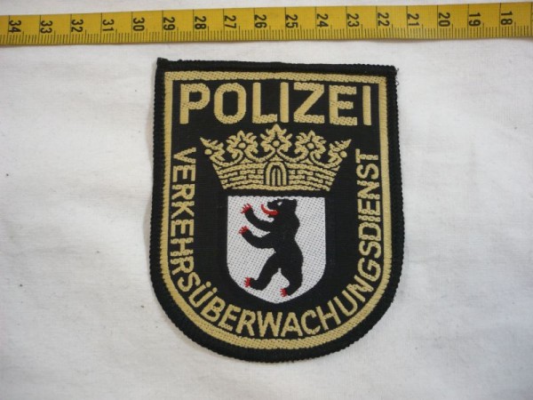 Berlin: Armabzeichen, Verkehrsüberwachungsdienst Berlin, schwarz, beige gewebt in schwarz