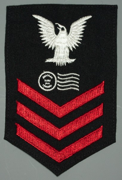 Armabzeichen für Hemden, Dienstgrad mit Laufbahnabzeichen, PC Postal Clerk, Petty Officer First Class 