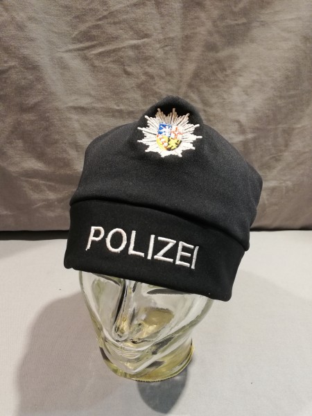 Polizei Saarland Wintermütze schwarz Fleece Größe 2 / 56-58 - NEU