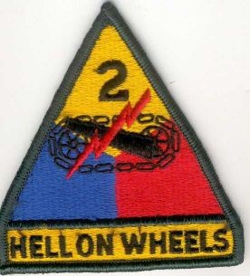Armabzeichen 2nd Armored Division- Hell on Wheels-, bunt