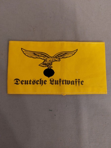 Wehrmacht Luftwaffe Armbinde Deutsche Luftwaffe schwarz auf gelb gedruckt