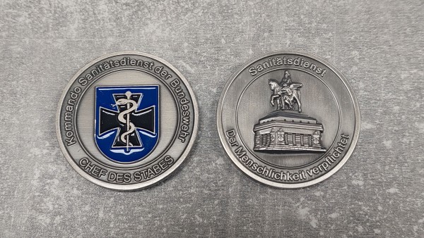 Bundeswehr Kommandeurscoin Kommando Sanitätsdienst Chef des Stabes Coin