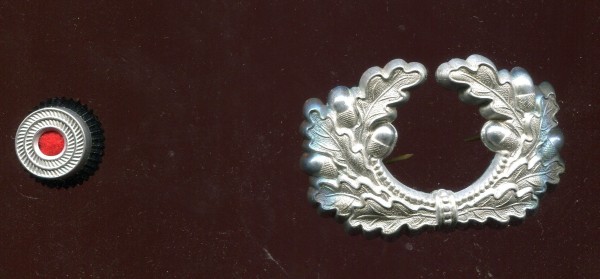 Wehrmacht Heer Mützenkranz mit Kokarde für Schirmmützen - Aluminium