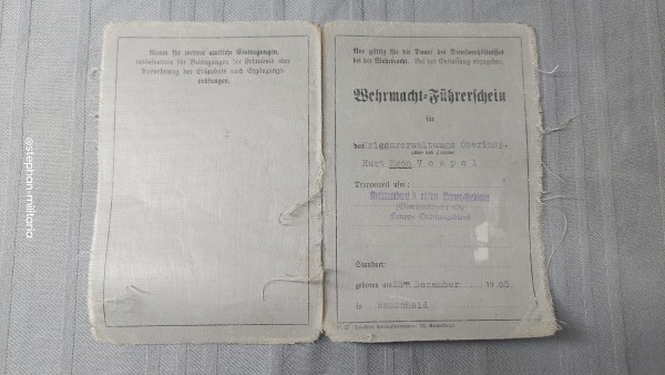 Wehrmacht Führerschein von 1940 für Kriegsverwaltungs Oberinspekteur Remscheid