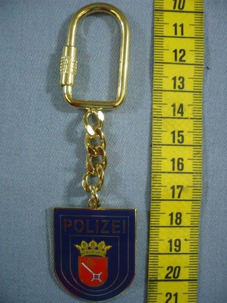 Bremen: Schlüsselanhänger, Polizei Bremen, Metall,  wie das Armabzeichen