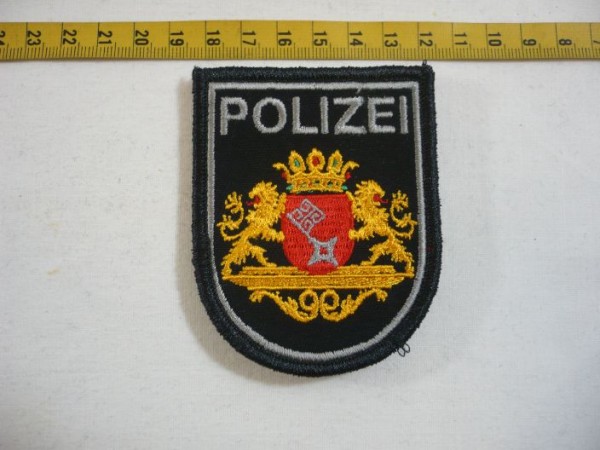 Bremen: Armabzeichen, Polizei Bremen, blau, maschinengestickt mit Klett