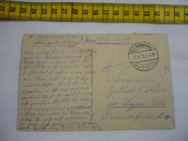 Postkarte, gelaufen, 9. Infanterie Division
