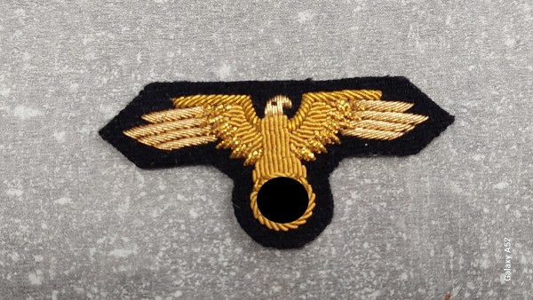 Mützenadler XX für Schiffchen Sepp Dietrich gold auf schwarz handgestickt