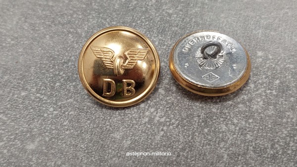 Bahn Knopf 24mm gold DB Deutsche Bahn mit Flügelrad lange Öse 1Stück