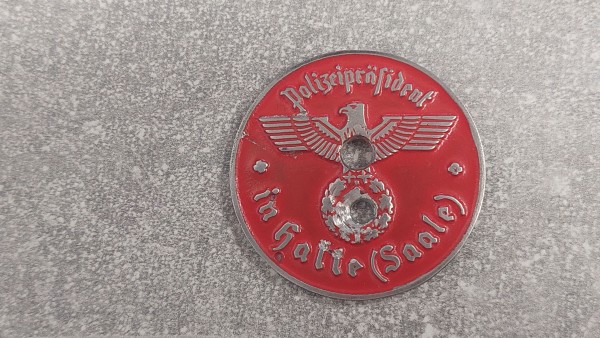 3.Reich KFZ-Zulassungsplakette - Halle (Saale) entnazifiziert