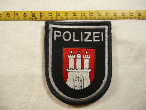 Hamburg: Armabzeichen, Polizei Hamburg, blau, mit Klett, 85mm