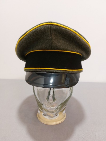 Waffen XX Schirmmütze Mannschaften Nachrichtentruppe feldgrau melliert, Grösse 59