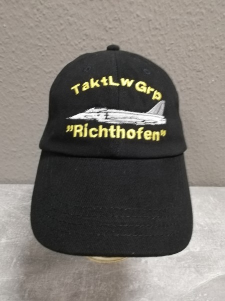 Baseballcap TaktLwGrp Richthofen schwarz flache Form