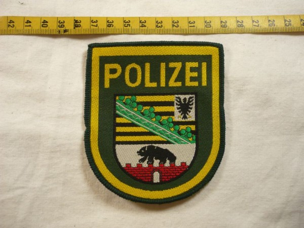Sachsen-Anhalt: Armabzeichen, Polizei Sachsen-Anhalt, grün, gewebt