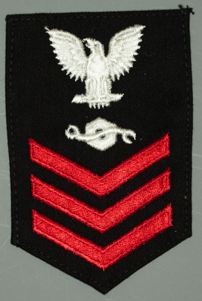 Armabzeichen für Hemden, Dienstgrad mit Laufbahnabzeichen, CM Construction Mechanic, Petty Officer First Class 