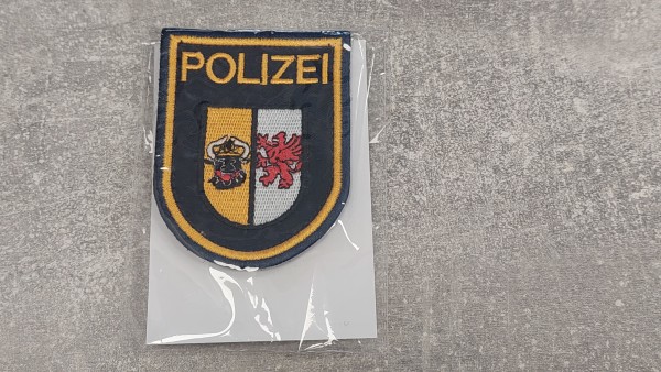 Polizei Mecklenburg Vorpommern Armabzeichen blau maschinengestickt mit Klett - Kempf Muster !!