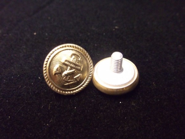 Schraubknopf, 16mm, vergoldet mit Anker