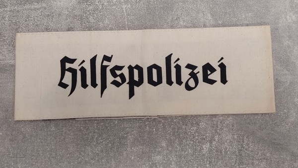 Armbinde Hilfspolizei 3.Reich schwarz auf weiß gedruckt