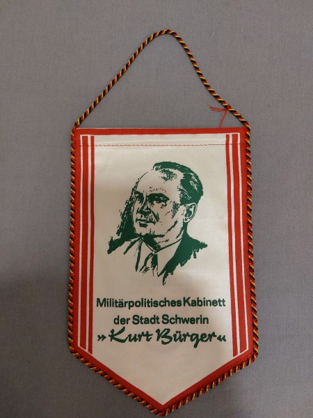 DDR Tischfahne/ Tischwimpel Militärisches Kabinett der Stadt Schwerin Kurt Bürger