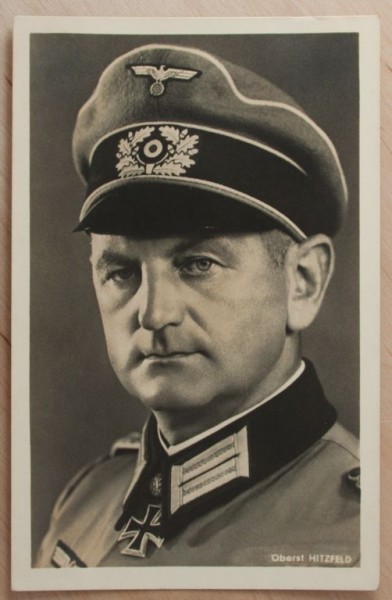 Postkarte, Ritterkreuzträger Oberst Hitzfeld