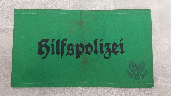 Armbinde Hilfspolizei 3.Reich schwarz auf grün gedruckt