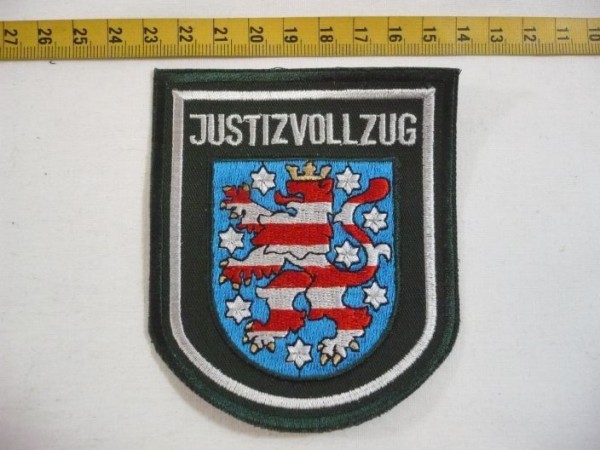 Thueringen: Armabzeichen, Justizvollzug Thüringen, grün, maschinengestickt