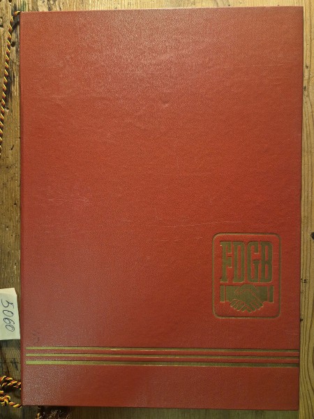 DDR Urkundenmappe FDGB - rot 31,5cm x 22,5cm