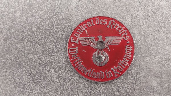 3.Reich KFZ-Zulassungsplakette - Westhavelland in Rathenow entnazifiziert