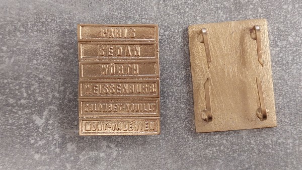 Gefechtsspange 6er Paris, Sedan, Wörth, Weissenburg Colombey- Nouilly, Mont- Valerien zur 1870-71 De