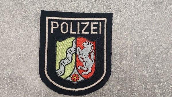 Polizei Nordrhein-Westfalen Armabzeichen schwarz maschinengestickt