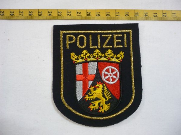 Rheinland-Pfalz: Armabzeichen, Wasserschutzpolizei Rheinland-Pfalz, blau, Lurex gold maschinengestickt