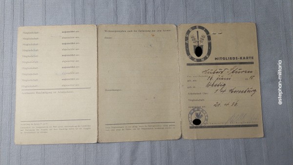 3.Reich RAD Mitglieds-Karte Reichsarbeitsdienst von 1936