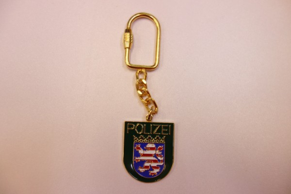 Hessen: Schlüsselanhänger, Polizei Hessen, Metall, wie das Armabzeichen
