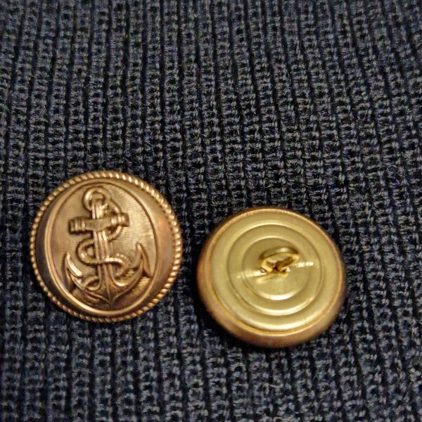 Knopf bronze mit Anker - Frankreich mit langer Öse 20 mm