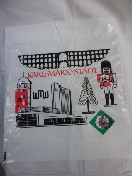 Tragetasche Plastik RETRO #Karl-Marx-Stadt# ein mast have für alle DDR Fans