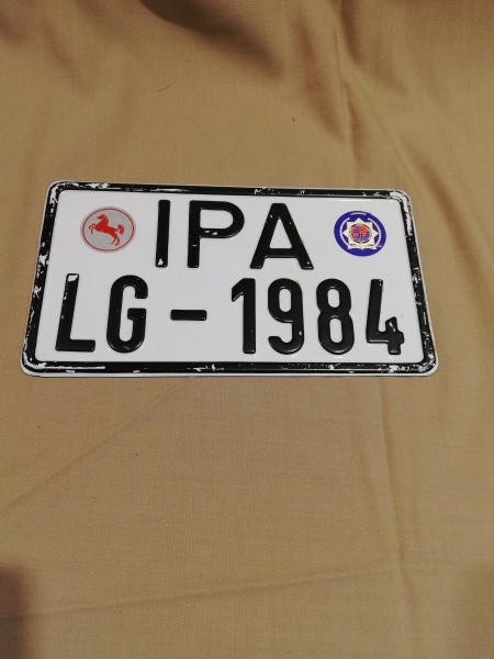 Polizei Kennzeichen mit Aufdruck - IPA LG - 1984 - gebraucht