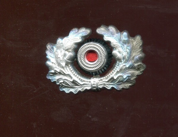 Wehrmacht Heer Mützenkranz mit Kokarde für Schirmmützen - Aluminium - 2 Splinte fehlen