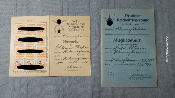 Deutscher Reichskriegerbund Mitgliedsbuch und Ausweis - Helminghausen