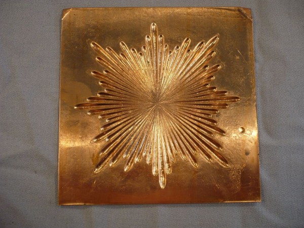 Helmwappen für Pickelhaube, Stern, Messing verkupfert, Rohling, ca. 11cm breit
