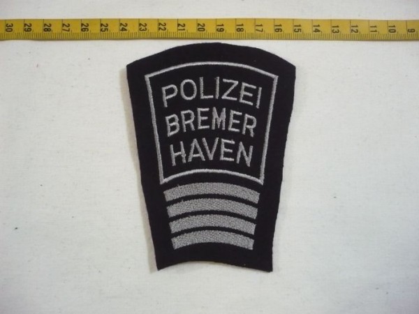 Bremen: Armabzeichen, Polizei Bremerhaven, alte Art mit Dienstgradabzeichen, Polizeihauptmeister, maschinengestickt