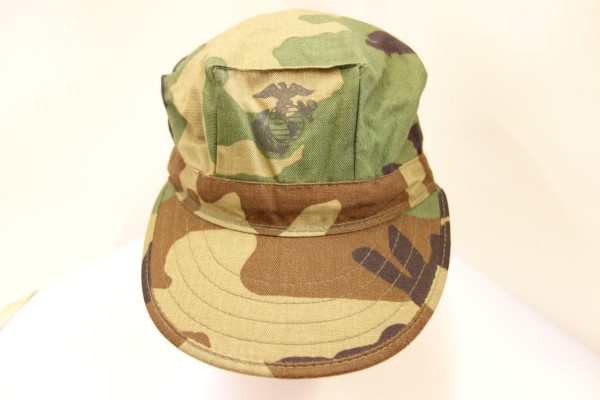 Feldmütze USMC mit Aufdruck, #Größe Small - Größe 55-56#, Woodland