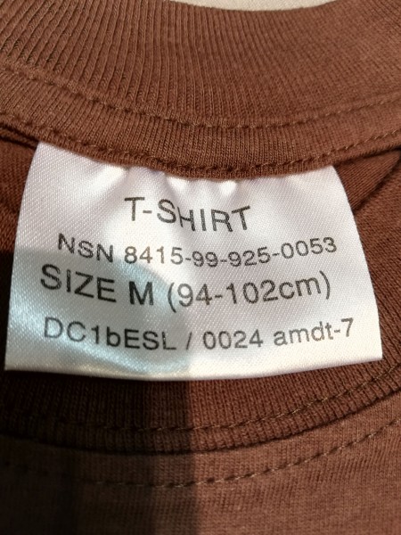 British T-Shirt braun Army mit NSN Nummer Größe M oder L