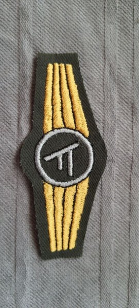 Tätigkeitsabzeichen Führungsdienstpersonal in silber mit gold maschinengestickt auf oliv