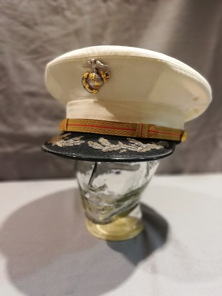 US Schirmmütze USMC Marine Corps in weiß mit Schirmstickerei Größe 7 1/8 - 57 Original !!!