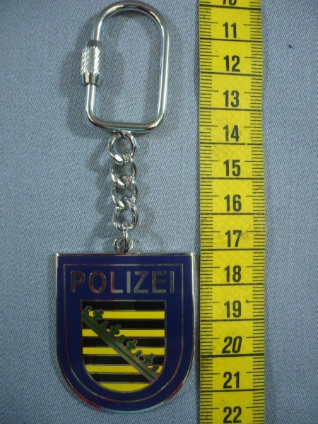 Sachsen: Schlüsselanhänger, Polizei Sachsen, Metall, wie das  Armabzeichen